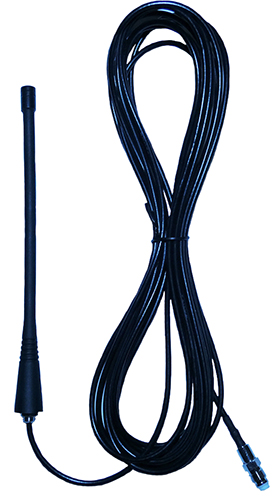 Black ground independent rubber antenna (470 – 490 MHz) – 5m cable FME connector